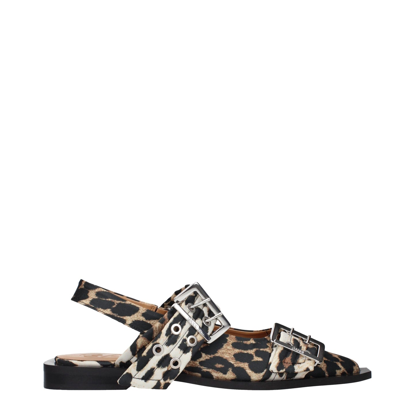 Ganni Brown Fabric Flat Sandals