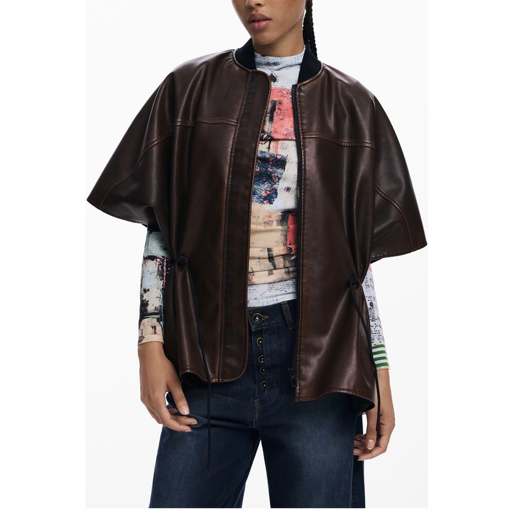 Desigual Burgundy Polyurethane Women Poncho