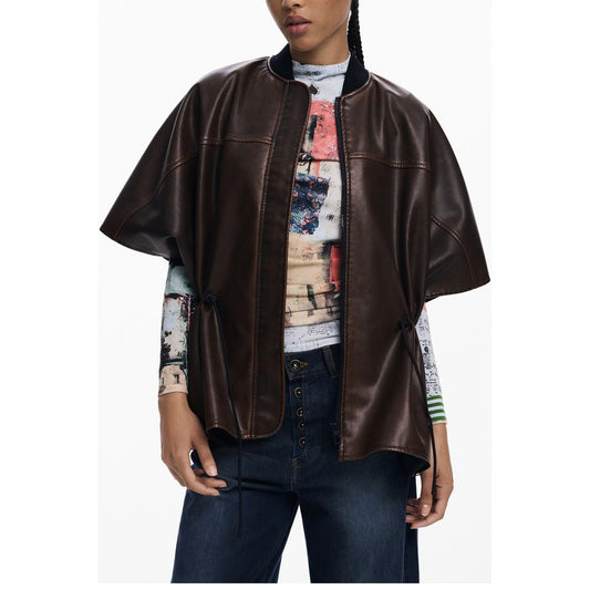 Desigual Burgundy Polyurethane Women Poncho