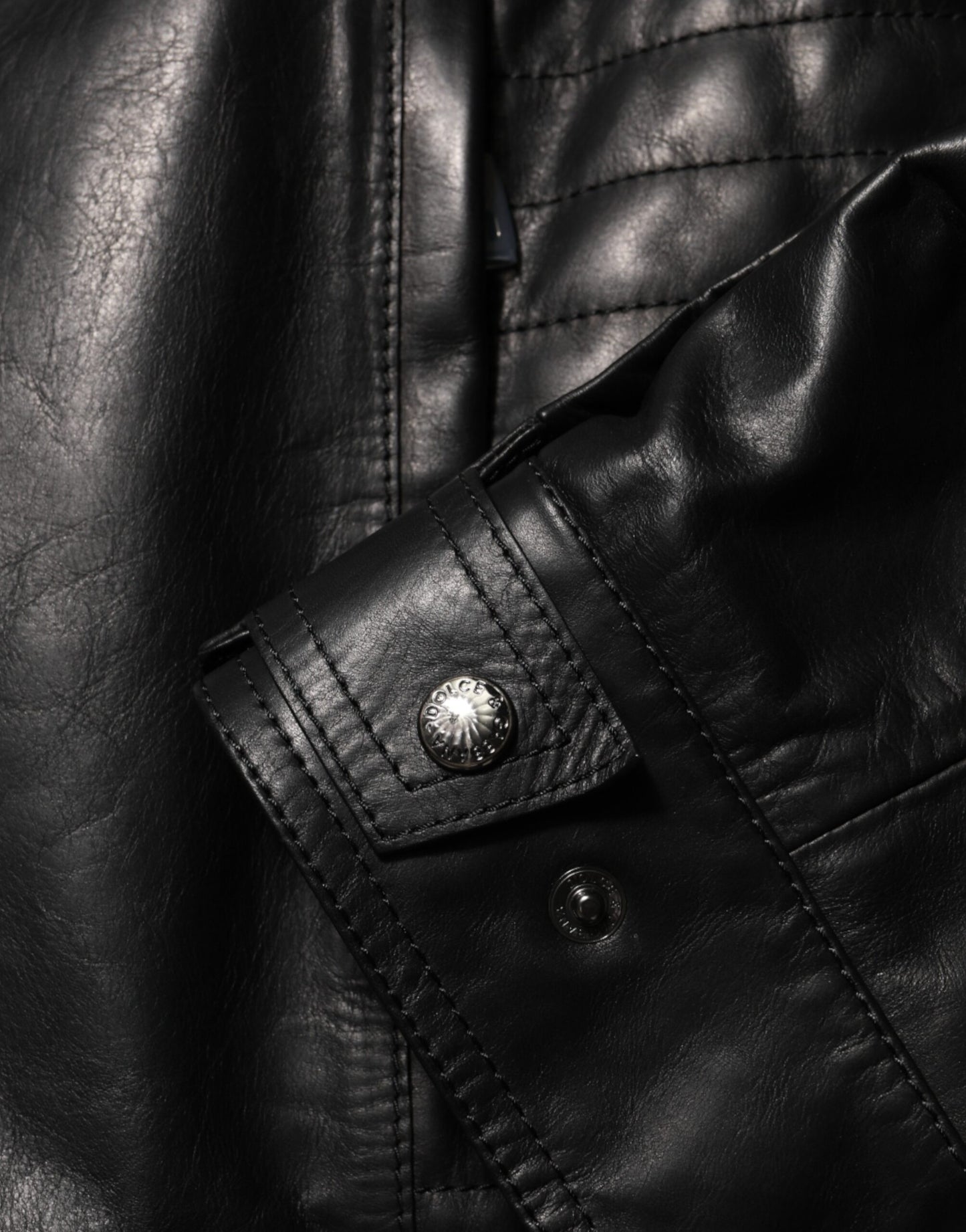 Dolce & Gabbana Black Leather Full Zip Biker Blouson Jacket