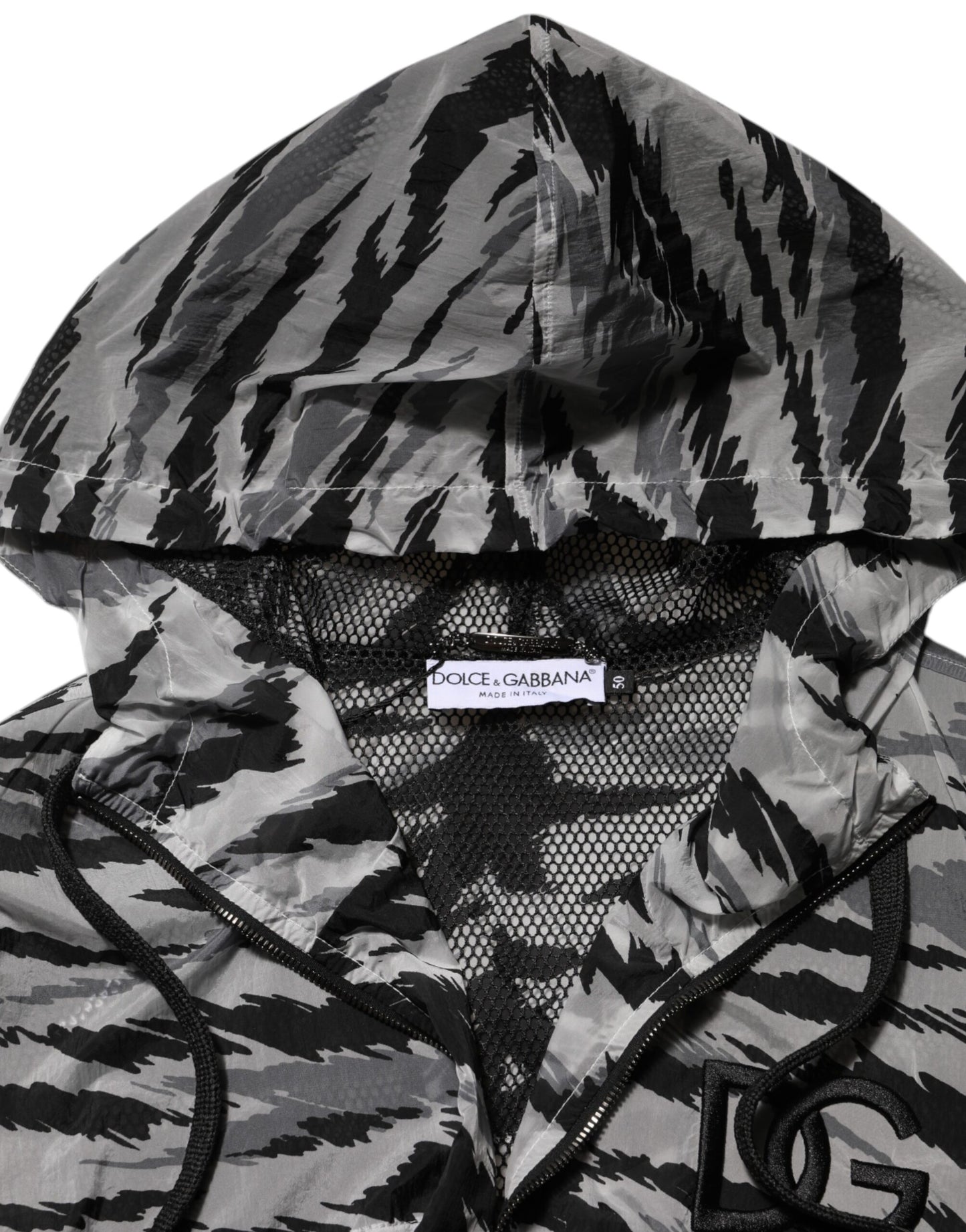 Dolce & Gabbana Gray Camouflage Hooded Sweatshirt Jacket