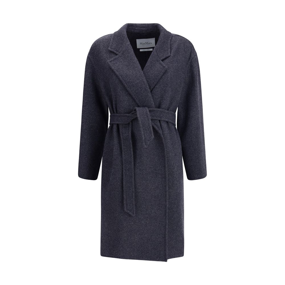Max Mara Blue Fleece Wool Coat