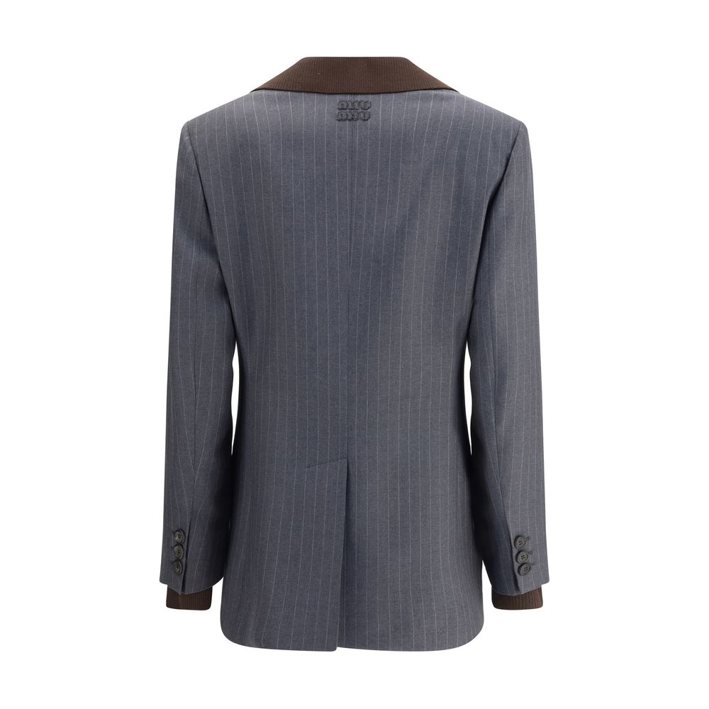 Miu Miu Gray Fleece Wool Blazer
