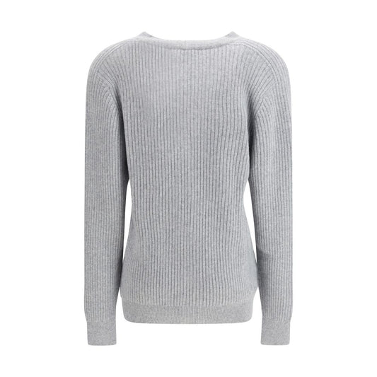 Balmain Gray Fleece Wool Cardigan