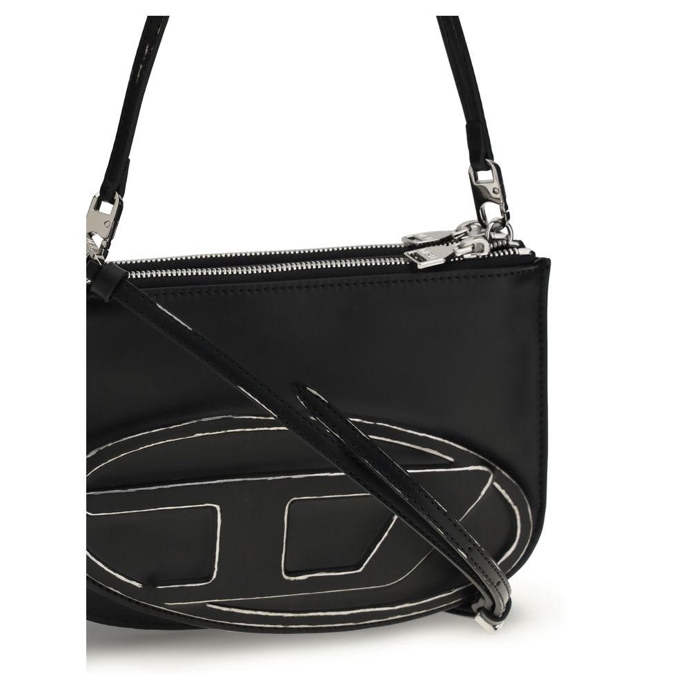 Diesel Black Calf Leather Bos Taurus Shoulder Bag