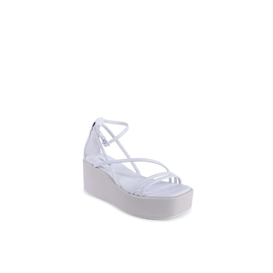 Calvin Klein White Leather Platform Sandals