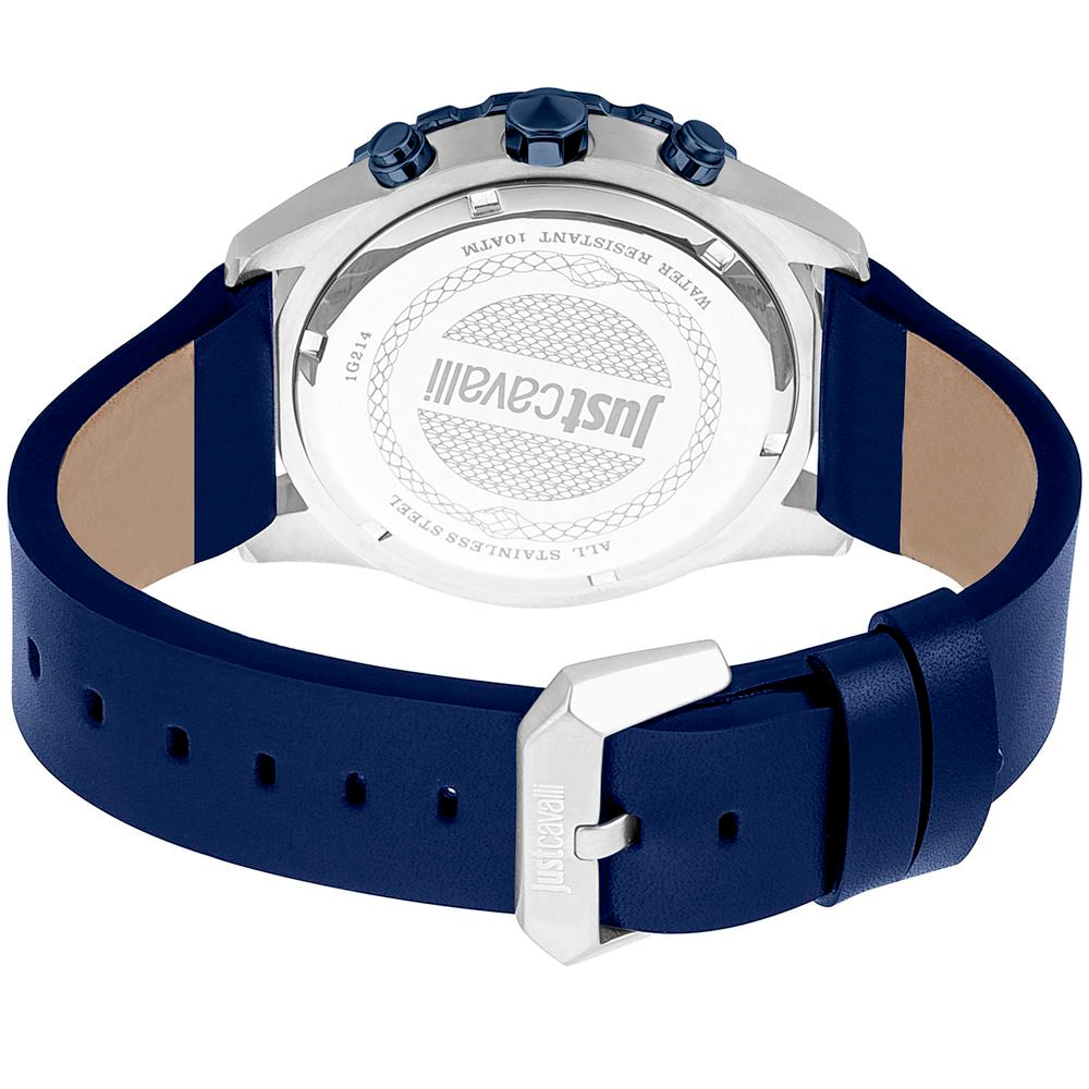Just Cavalli Blue Leather Sport Watch