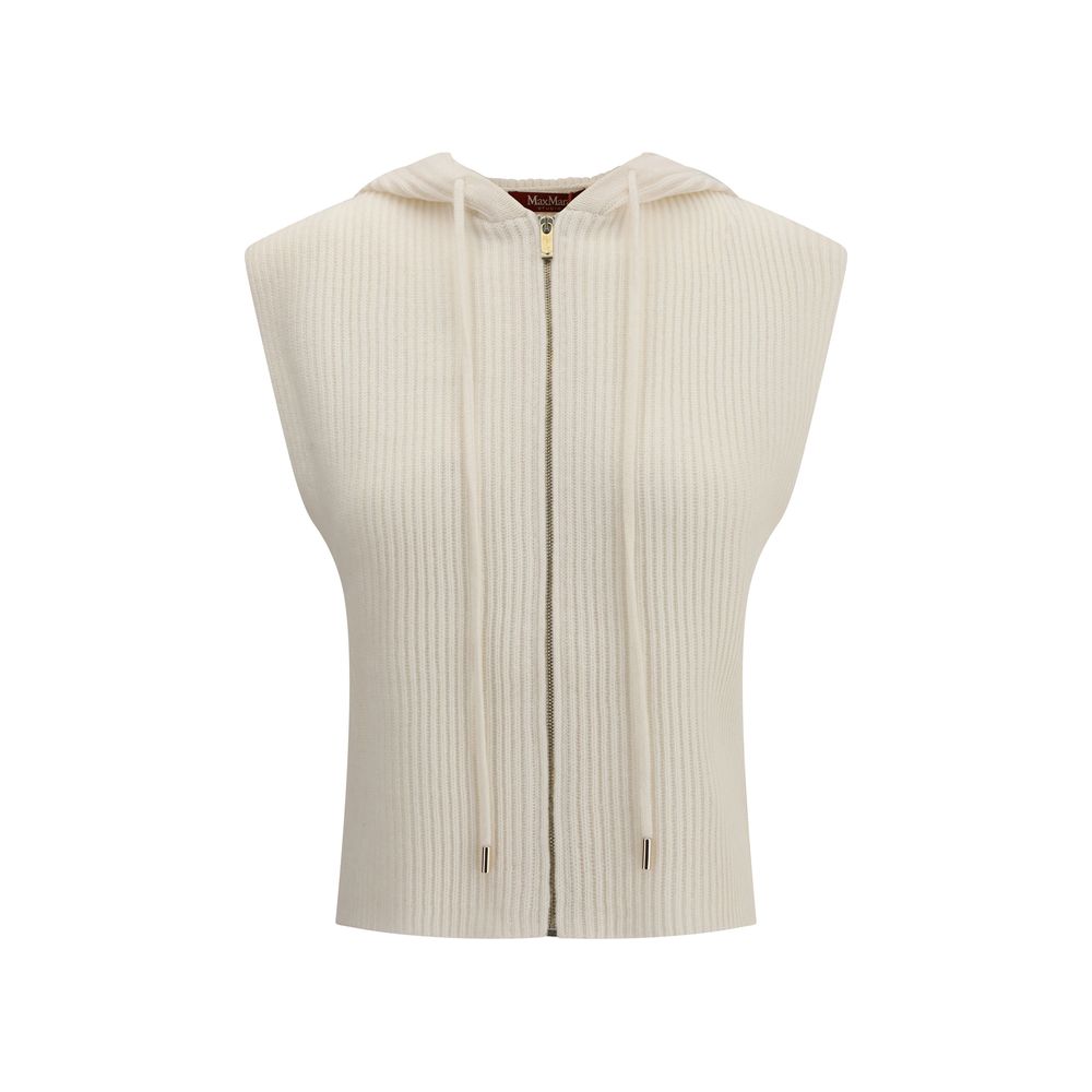 Max Mara White Wool Sleeveles Sweater