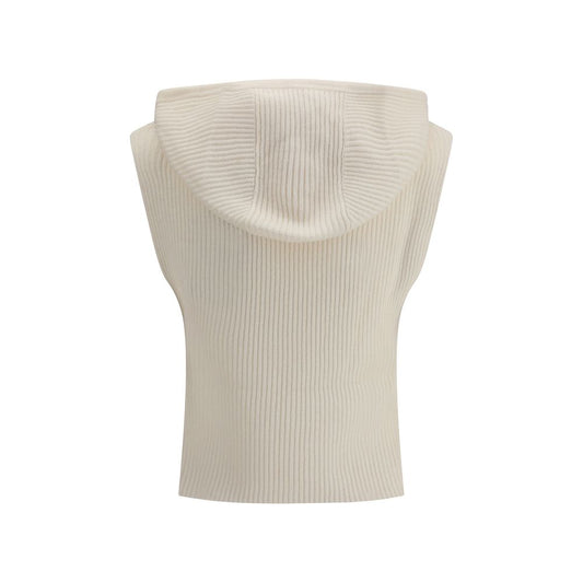 Max Mara White Wool Sleeveles Sweater