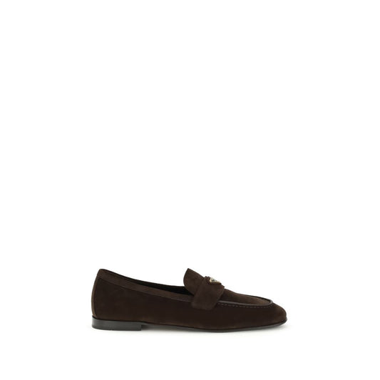 Prada Brown Calf Leather Bos Taurus Slip-On Loafers