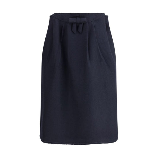 Prada Blue Fleece Wool Midi Skirt