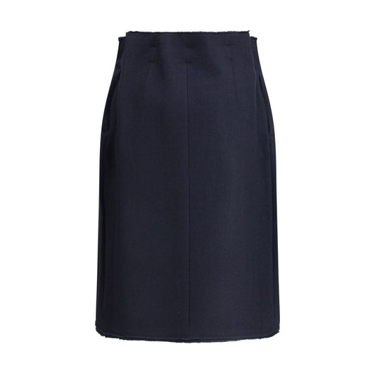 Prada Blue Fleece Wool Midi Skirt