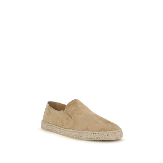 Brunello Cucinelli Beige Calf Leather Bos Taurus Espadrilles