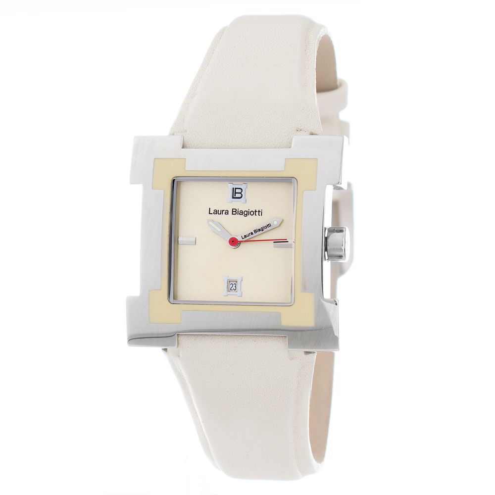 Laura Biagiotti Beige Leather Dress Watch