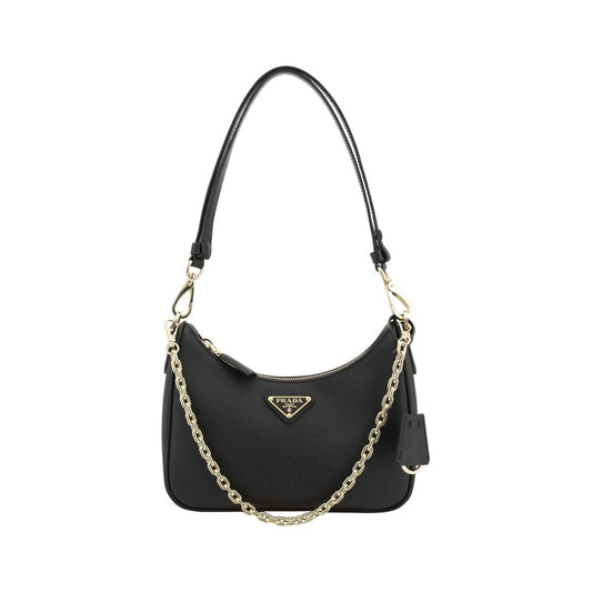 Prada Black Calf Leather Bos Taurus Shoulder Bag