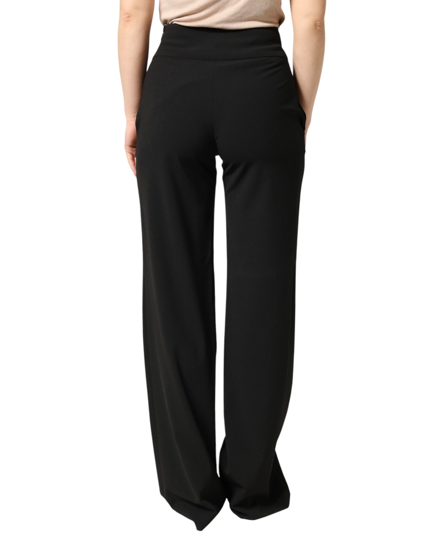 Just Cavalli Black High Waist Straight Trouser Formal Pants