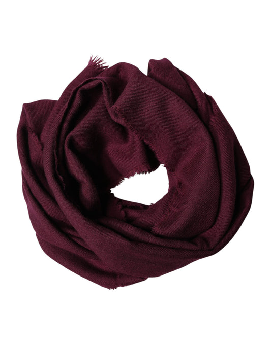 Dolce & Gabbana Maroon Cashmere Fringes Neck Wrap Shawl Scarf