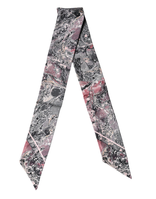 Dolce & Gabbana Multicolor Marble Neck Silk Wrap Foulard Scarf