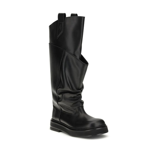 The Attico Black Calf Leather Bos Taurus Boots