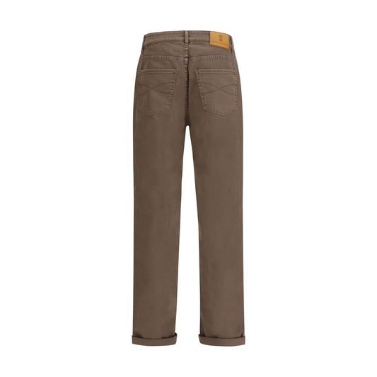 Brunello Cucinelli Brown Cotton Relaxed Fit Jeans