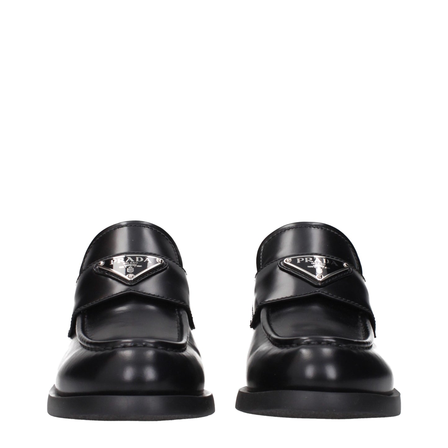 Prada Black Leather Slip-On Loafers