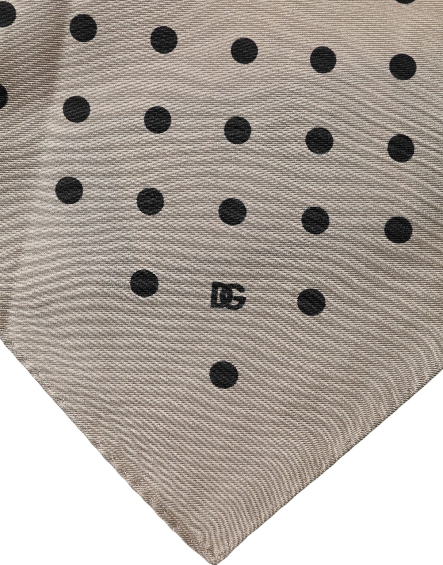 Dolce & Gabbana Brown Polka Dot Square Handkerchief Scarf