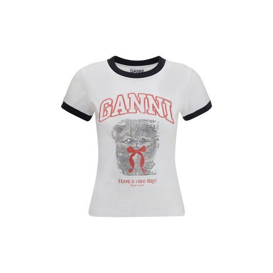 Ganni White Cotton T-Shirt