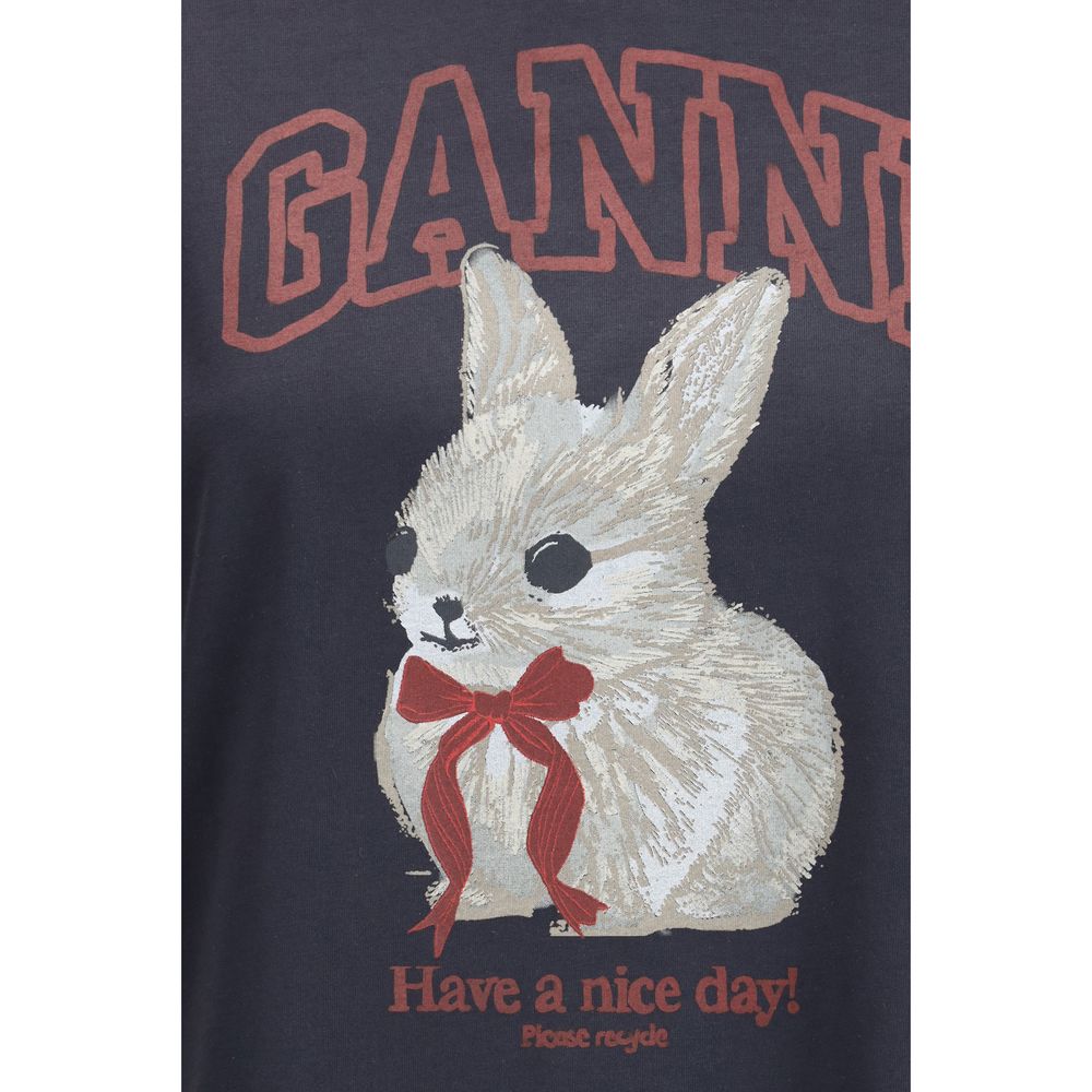 Ganni Black Cotton T-Shirt