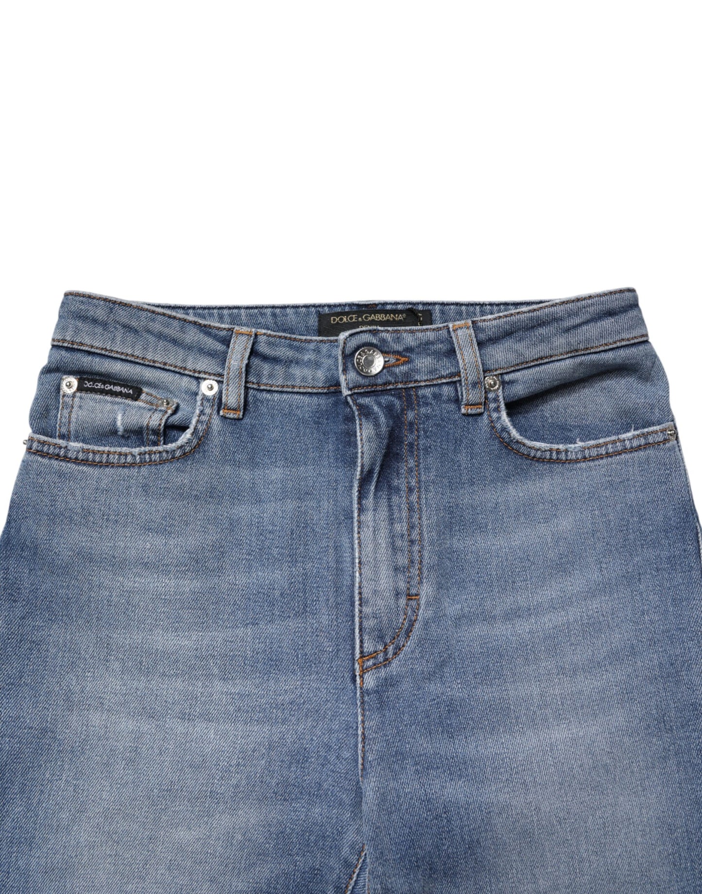 Dolce & Gabbana Blue Washed Cotton Skinny Denim Trouser Jeans