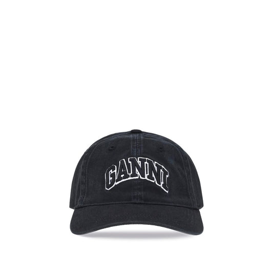 Ganni Black Cotton Cap (Baseball Hat)