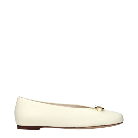 Valentino Garavani Beige Leather Ballet Flats