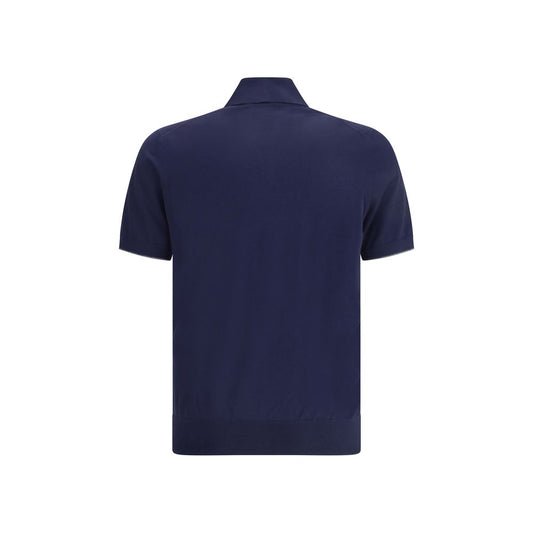 Brunello Cucinelli Blue Cotton Polo Shirt
