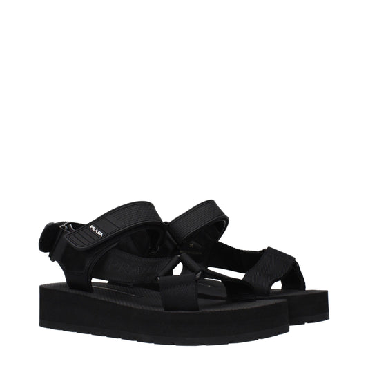 Prada Black Fabric Flat Sandals
