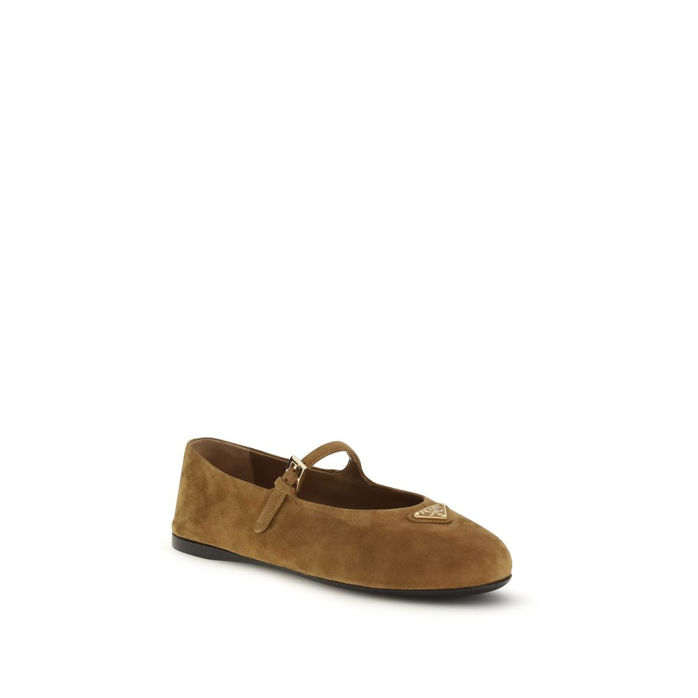 Prada Brown Goatskin Ballet Flats