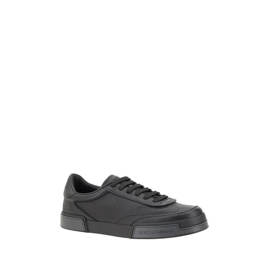 Dolce & Gabbana Black Calf Leather Bos Taurus Sneakers
