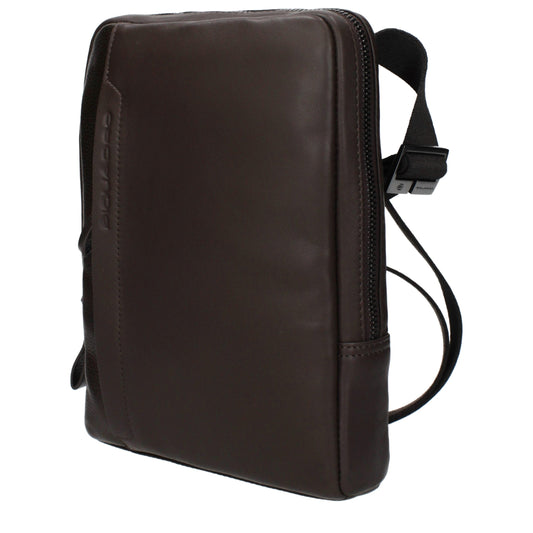 Piquadro Brown Leather Crossbody Bag